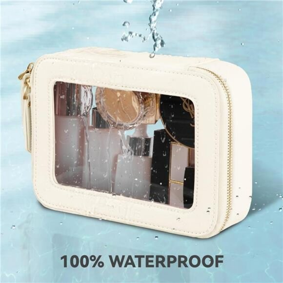 Waterproof Makeup Bag Travel Cosmetic Organizer PU Leather Toiletry Case Large - Picture 6 of 7